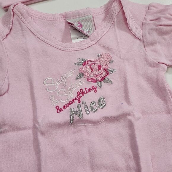 Baby Girls 4 Piece Embroidered Floral & Textured Pink & White Outfit Set 6-9m - Picture 2 of 7